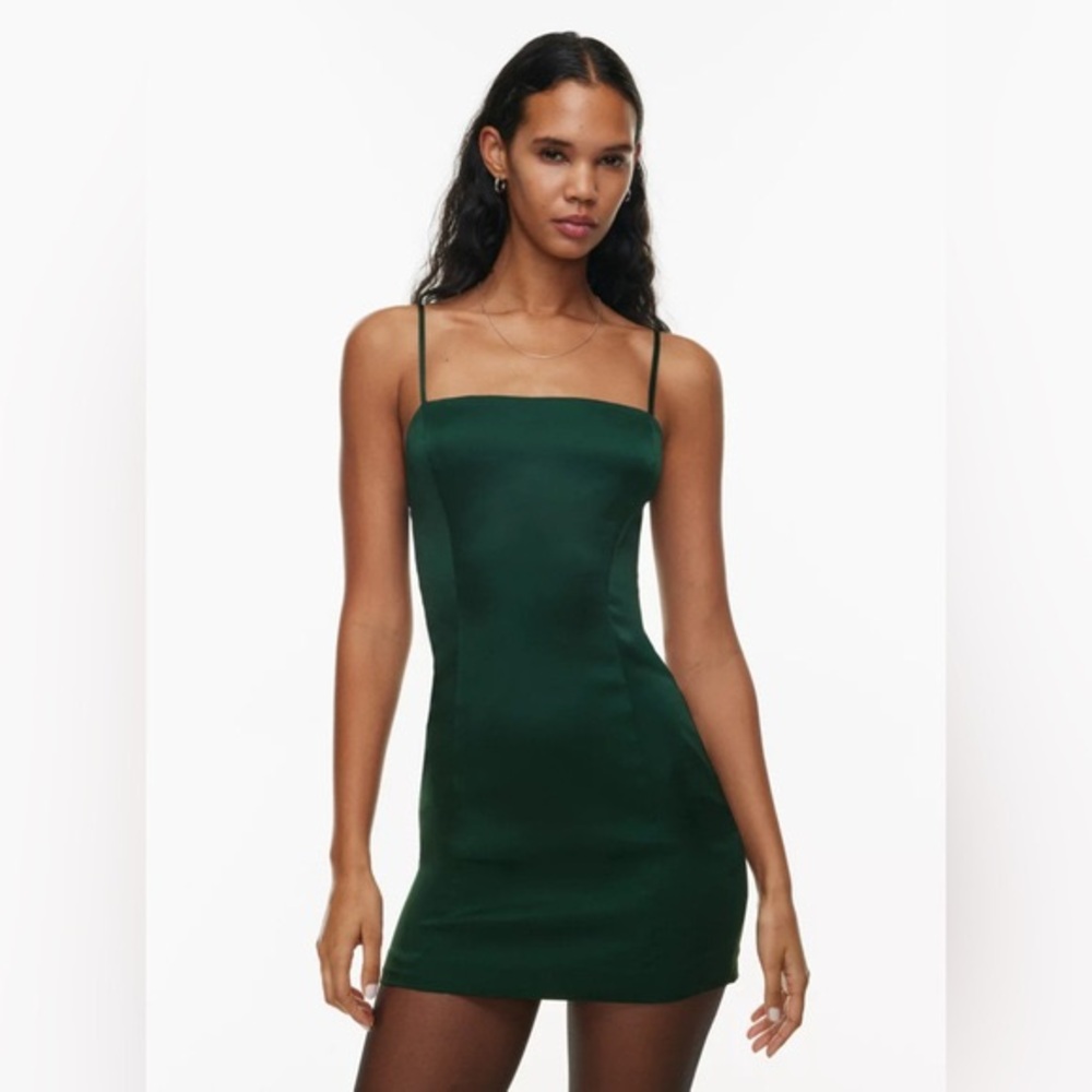 Aritzia Sundays Best Green Satin Dress